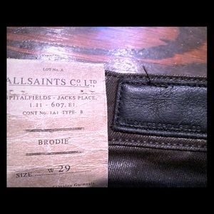 All Saints Brodie coated skinny jeans 29 waist